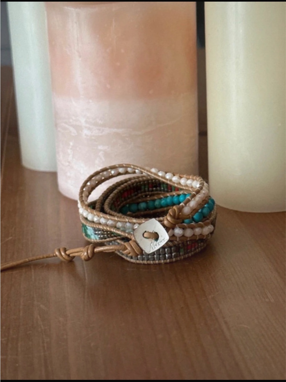 Turquoise and Ivory Multi-Strand Wrap Bracelet